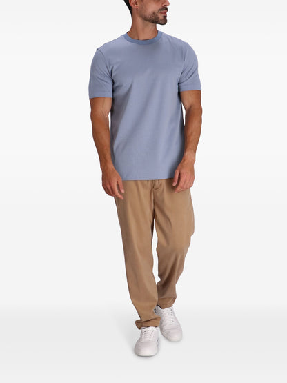 BOSS H-Tiburt Ribbed Cotton T-Shirt Light Blue