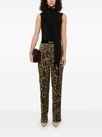 TOM FORD WOMEN Leopard Print Trousers Brown