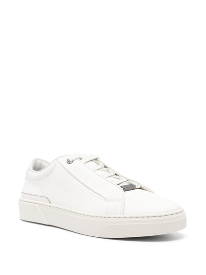 BOSS Logo-Plaque Leather Sneakers White