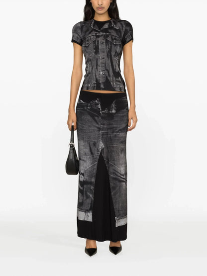 JEAN PAUL GAULTIER UNISEX Trompe L'oeil Jersey T-Shirt Black/Grey