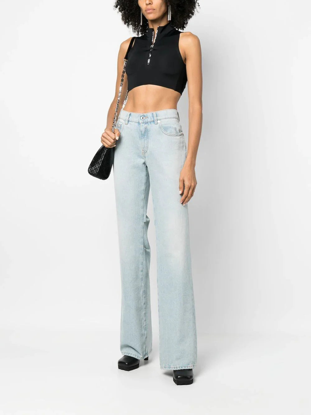 OFF-WHITE WOMEN Scuba Half Zip Top Black