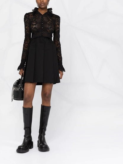 PACO RABANNE WOMEN Cropped lace blouse Black