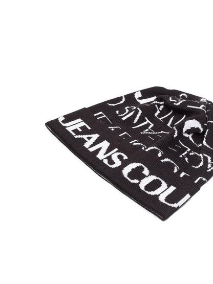 VERSACE All Over Logo Beanie Black/White