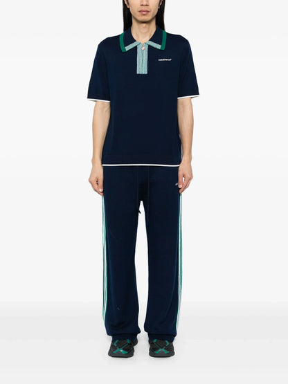 CASABLANCA Logo Patch Tennis Polo Shirt Navy