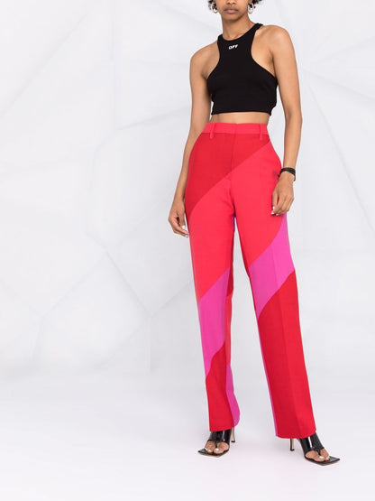 OFF-WHITE WOMEN Ribbed Rowing Logo Cropped Top Black