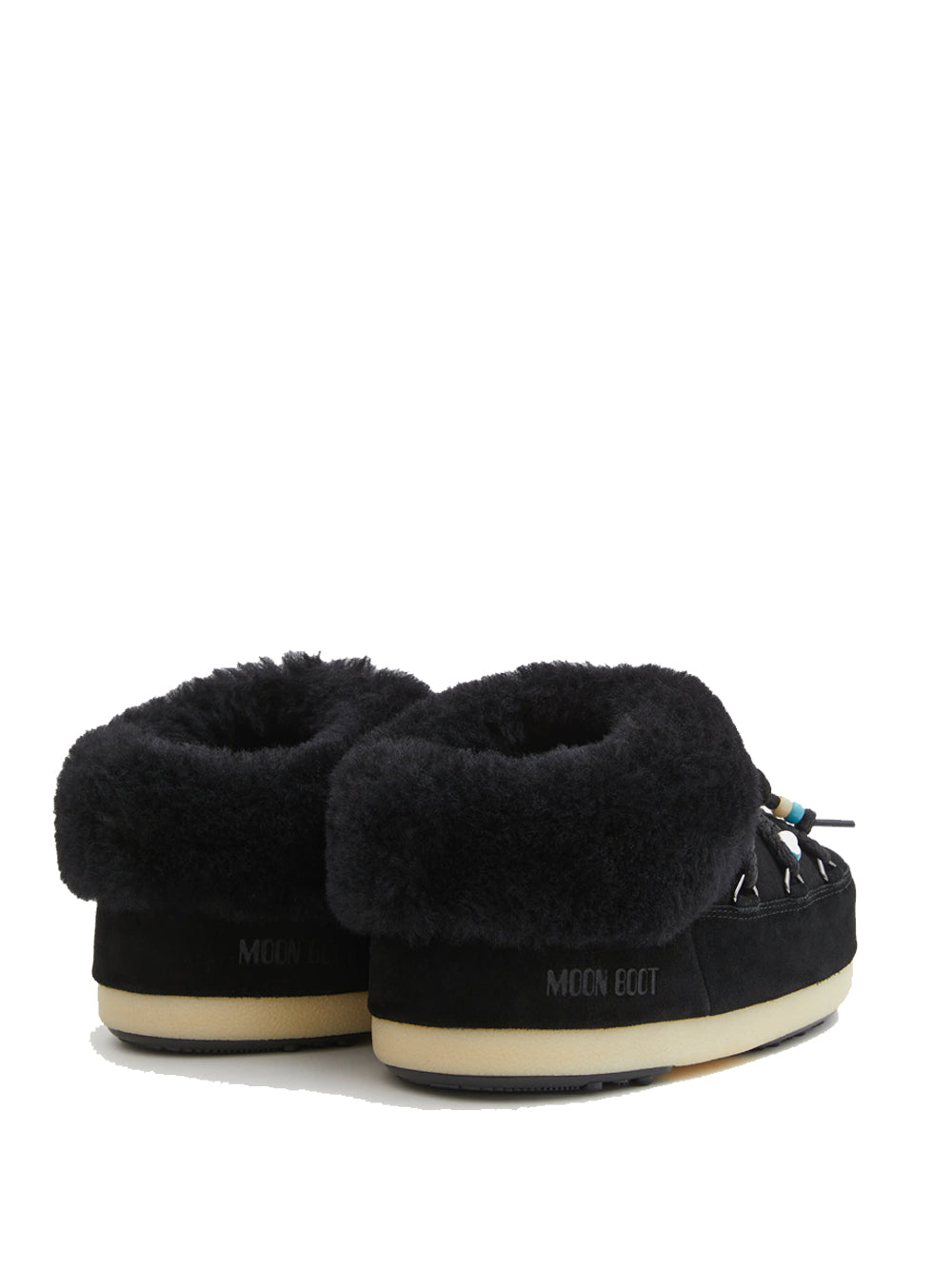 MOON BOOT Suede Beads Mules Black