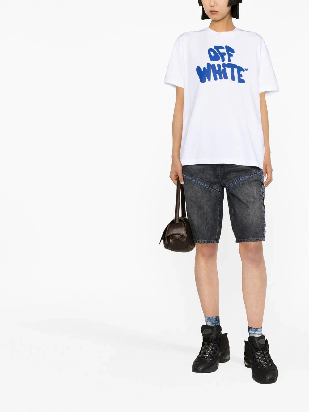 OFF-WHITE WOMEN 70s Type Logo Casual Tee White/Blue