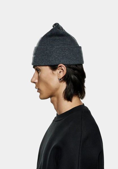 MKI MIYUKI ZOKU Embroidered Logo Merino Beanie Charcoal
