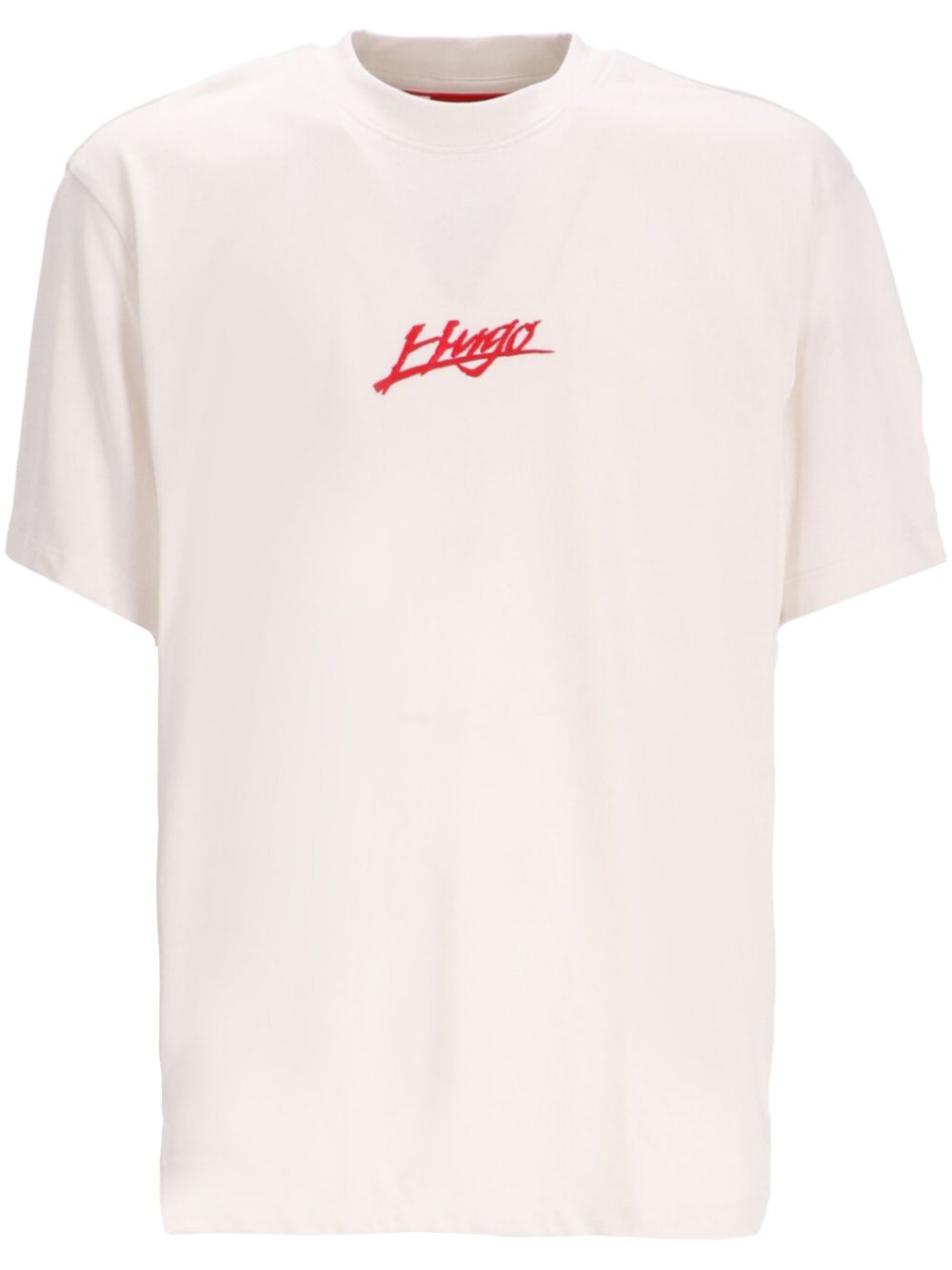 HUGO Dlogotee Logo Embroidered Cotton T-Shirt Natural