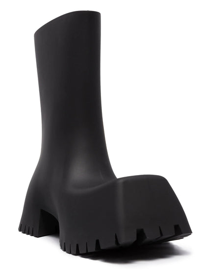 BALENCIAGA Trooper Block Heel Rubber Boots Black