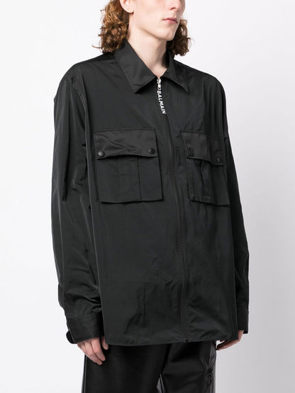 BALMAIN Front Pocket Nylon Shirt Black