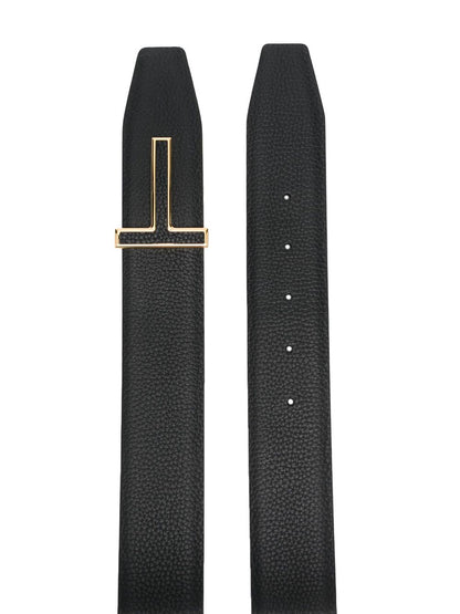 TOM FORD Adjustable T Logo Outline Belt Black/Gold