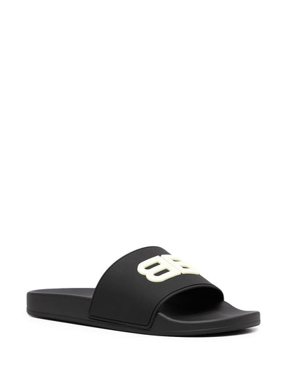 BALENCIAGA BB Logo Sliders Black