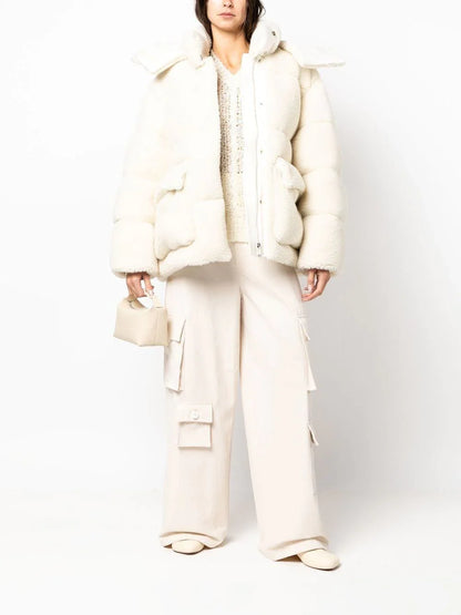 OFF-WHITE WOMEN Teddy Arrow Puffer Jacket Sand