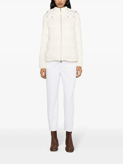MONCLER WOMEN High Rise Cropped Jeans White