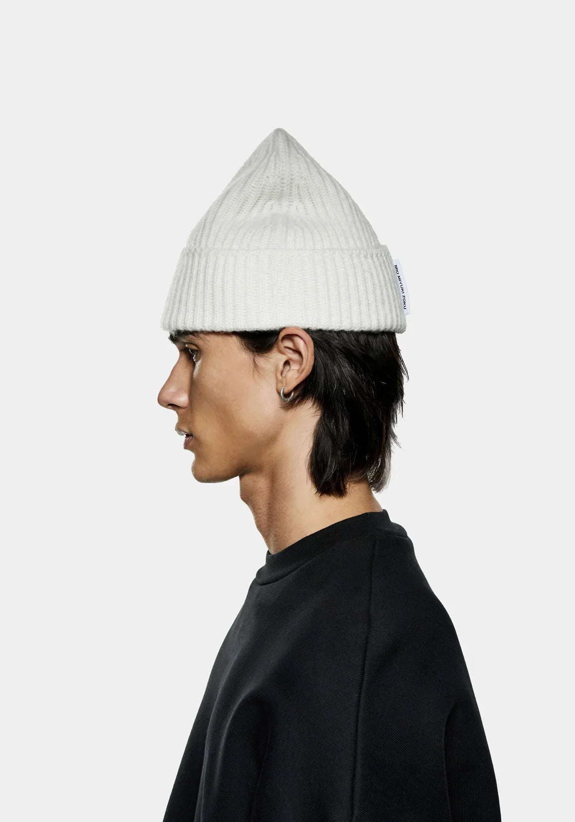 MKI MIYUKI ZOKU Cashmere Ribbed Beanie Off-White