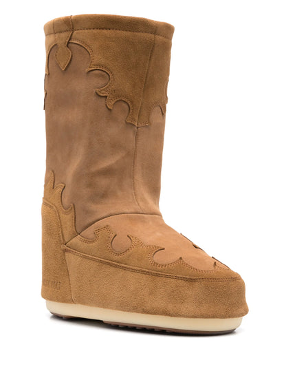 MOON BOOT Icon Suede Embroidery Boots Cognac