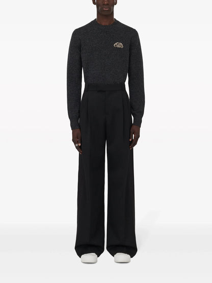 ALEXANDER MCQUEEN Crystal Seal Logo Jumper in Charcoal/crystal