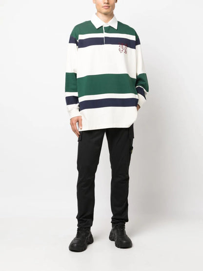 PALM ANGELS Pa Monogram Rugby Oversized Polo Shirt White Green