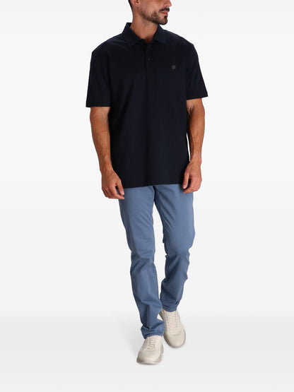 BOSS Logo Patch Cotton Polo Shirt Navy