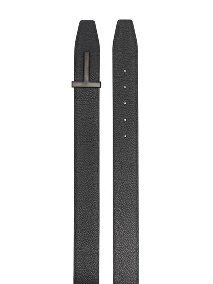 TOM FORD Adjustable T Logo Belt Black/Black
