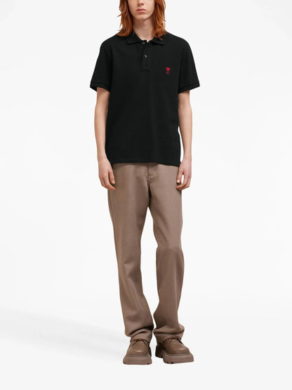 AMI ALEXANDRE MATTIUSSI UNISEX Ami De Coeur Polo Shirt Black
