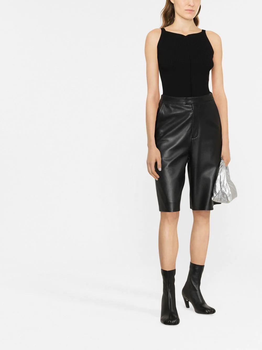 COURRÉGES WOMEN Rib Knit Swallow Tank Top Black