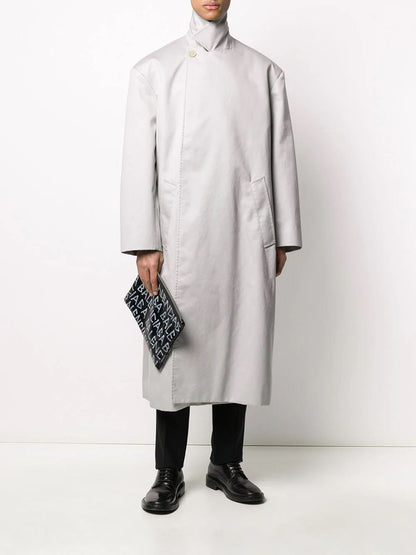 BALENCIAGA Concealed Fastening Trench Coat Grey