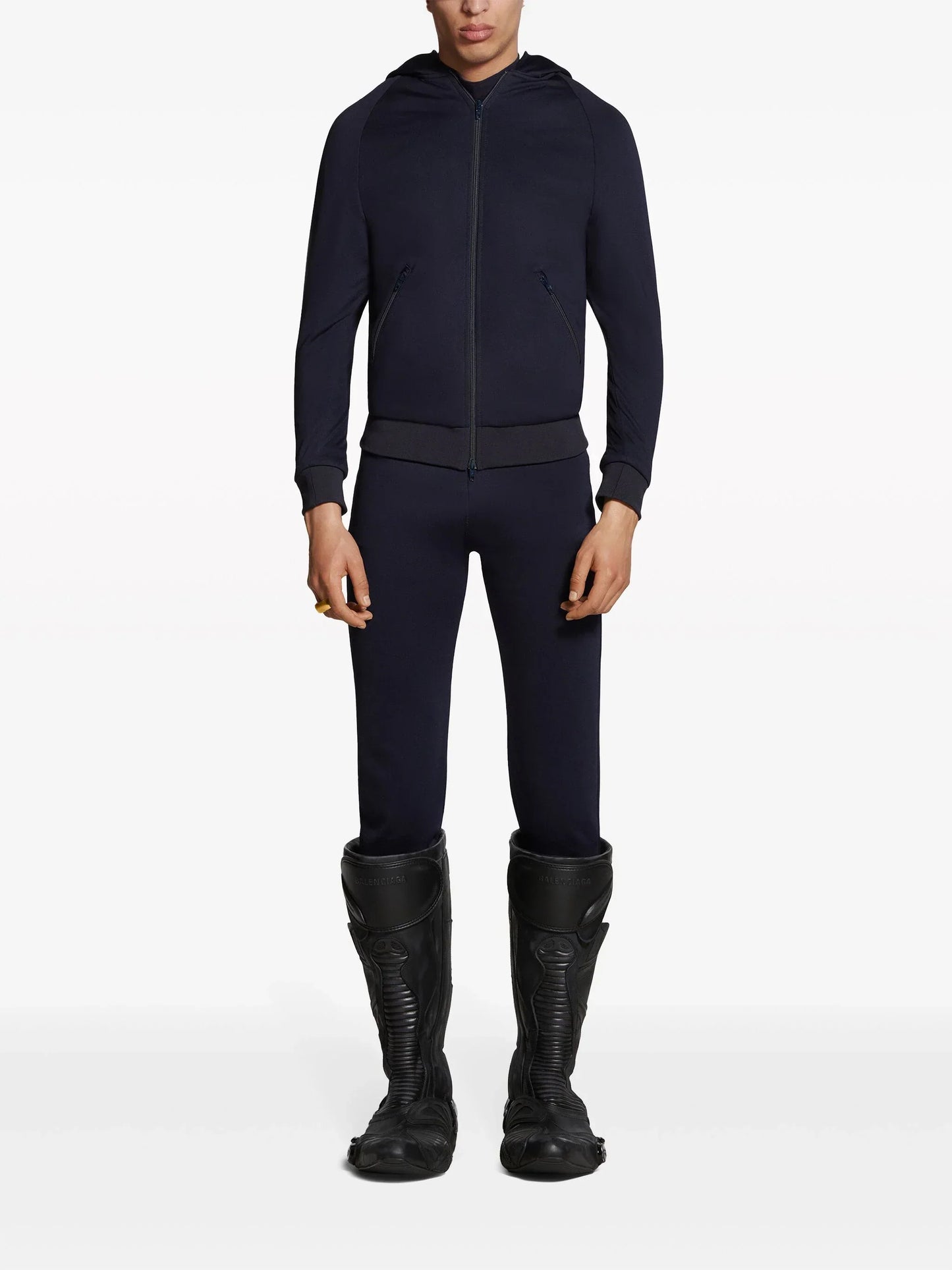BALENCIAGA Unity Sports Icon Zipped Hoodie Navy Blue