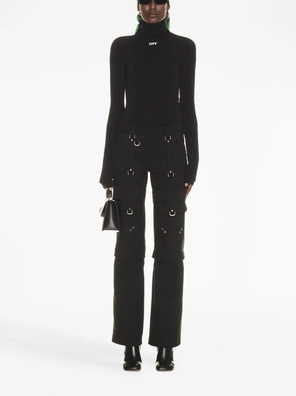 OFF-WHITE WOMEN OFF Stamp Long Sleeves Turtle Neck Top Black White