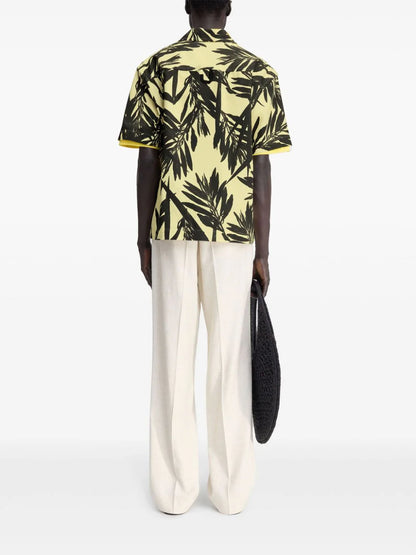 JACQUEMUS La Chemise Jean Palm Print Shirt Yellow