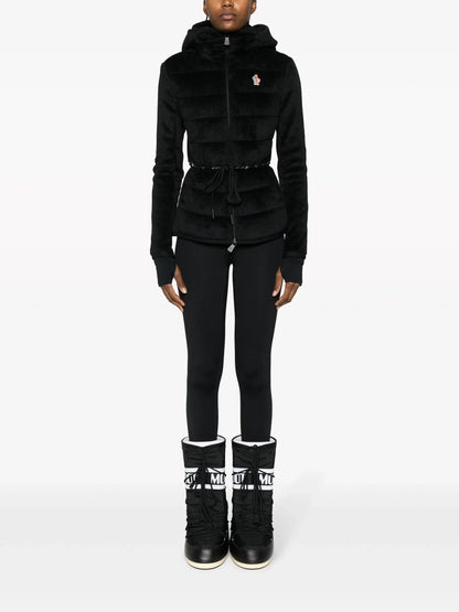 MONCLER GRENOBLE WOMEN Padded Fleece Zip Up Hoodie Black