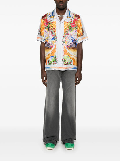 CASABLANCA Short Sleeve Cuban Collar Shirt La Tournade De Rose