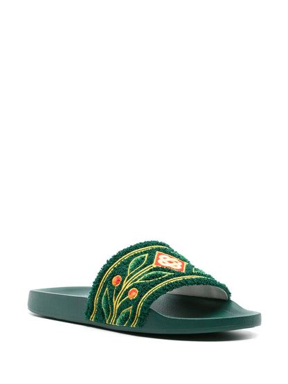 CASABLANCA Embroidered Terry Slider Green