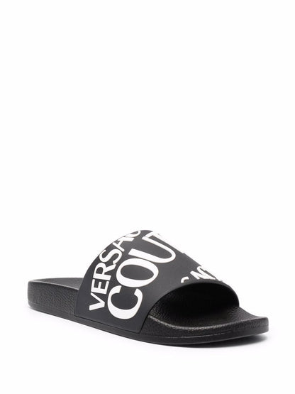 VERSACE Logo-print slides Black