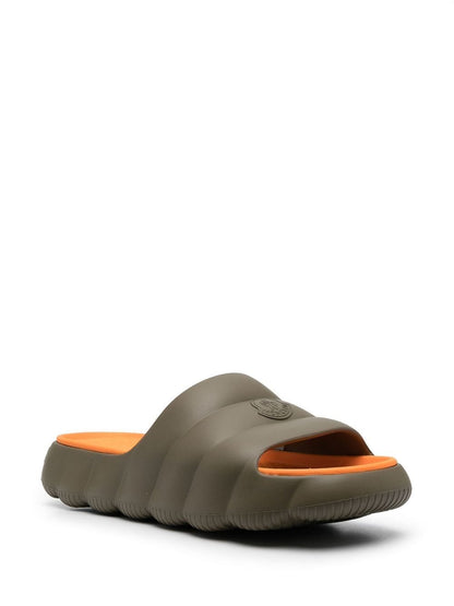 MONCLER Lilo Slip-On Sliders Green/Orange