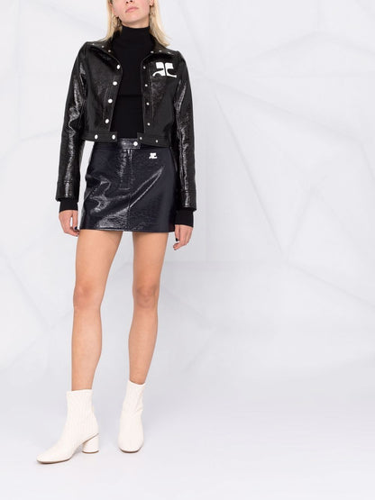 COURRÈGES WOMEN Cropped Faux Leather Jacket Black