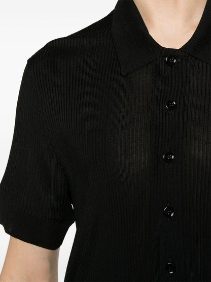 TOM FORD Multiple Button Short Sleeve Polo Shirt Black