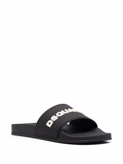 DSQUARED2 Embossed Logo Sliders Black