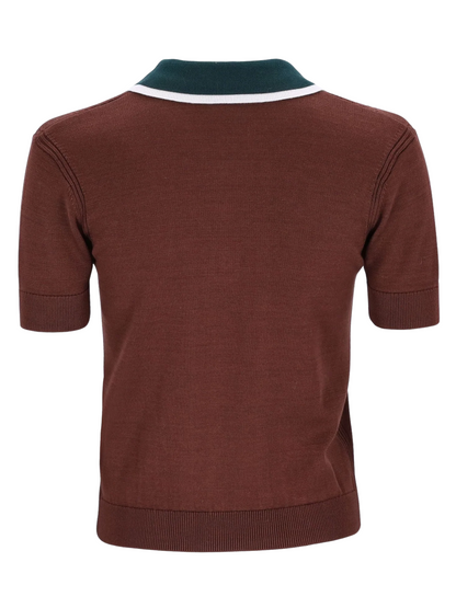 CASABLANCA WOMEN Mini Cable Polo Shirt Brown