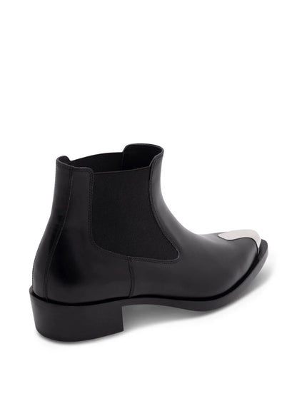 ALEXANDER MCQUEEN Punk Chelsea Leather Boots Black