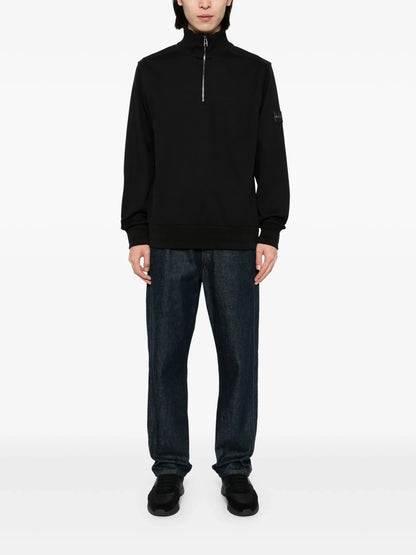 BOSS H-Sidney Half Zip Cotton Sweatshirt Black