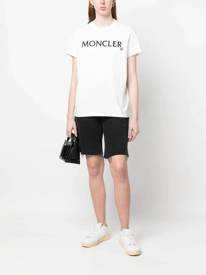 MONCLER WOMEN Logo Embroidered T-Shirt White