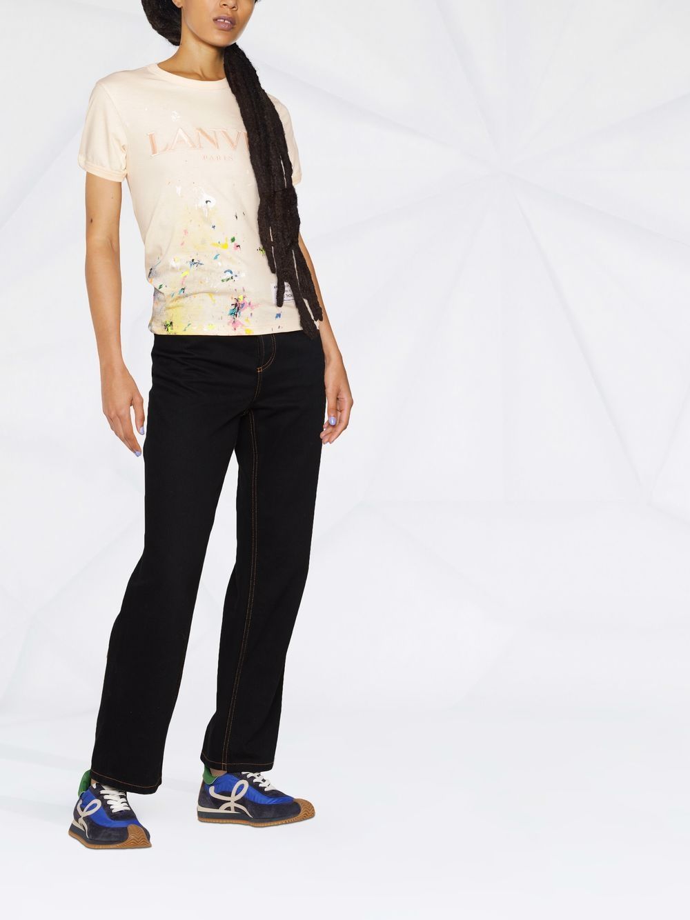 LANVIN X GALLERY DEPT. Short Sleeve Embroidered T-Shirt Pink