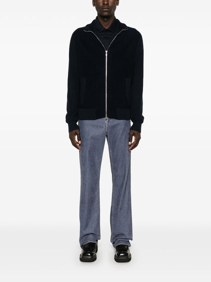 BOSS H-Emeraviglio Cable Knit Zip Up Jacket Dark Blue