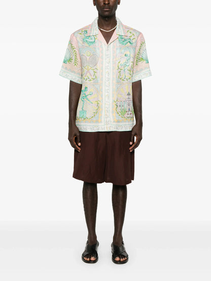 CASABLANCA Graphic Print Linen Shirt Vase