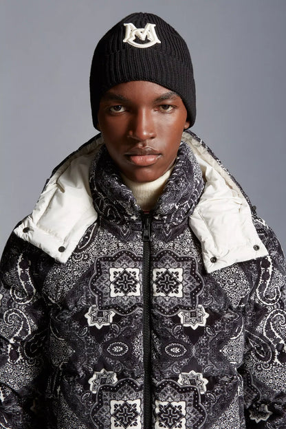 MONCLER Embroidered Monogram Beanie Black