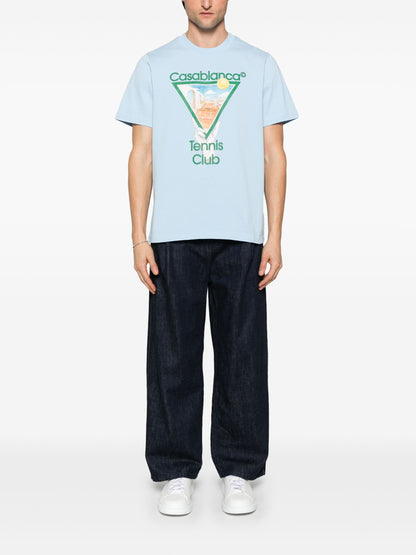 CASABLANCA Metaphysical Tennis Icon Printed T-Shirt Light Blue