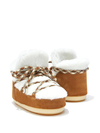MOON BOOT UNISEX MB Lace Up Pumps Shearling Whisky Off White