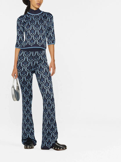 PACO RABANNE WOMEN Monogram Jacquard Top Blue